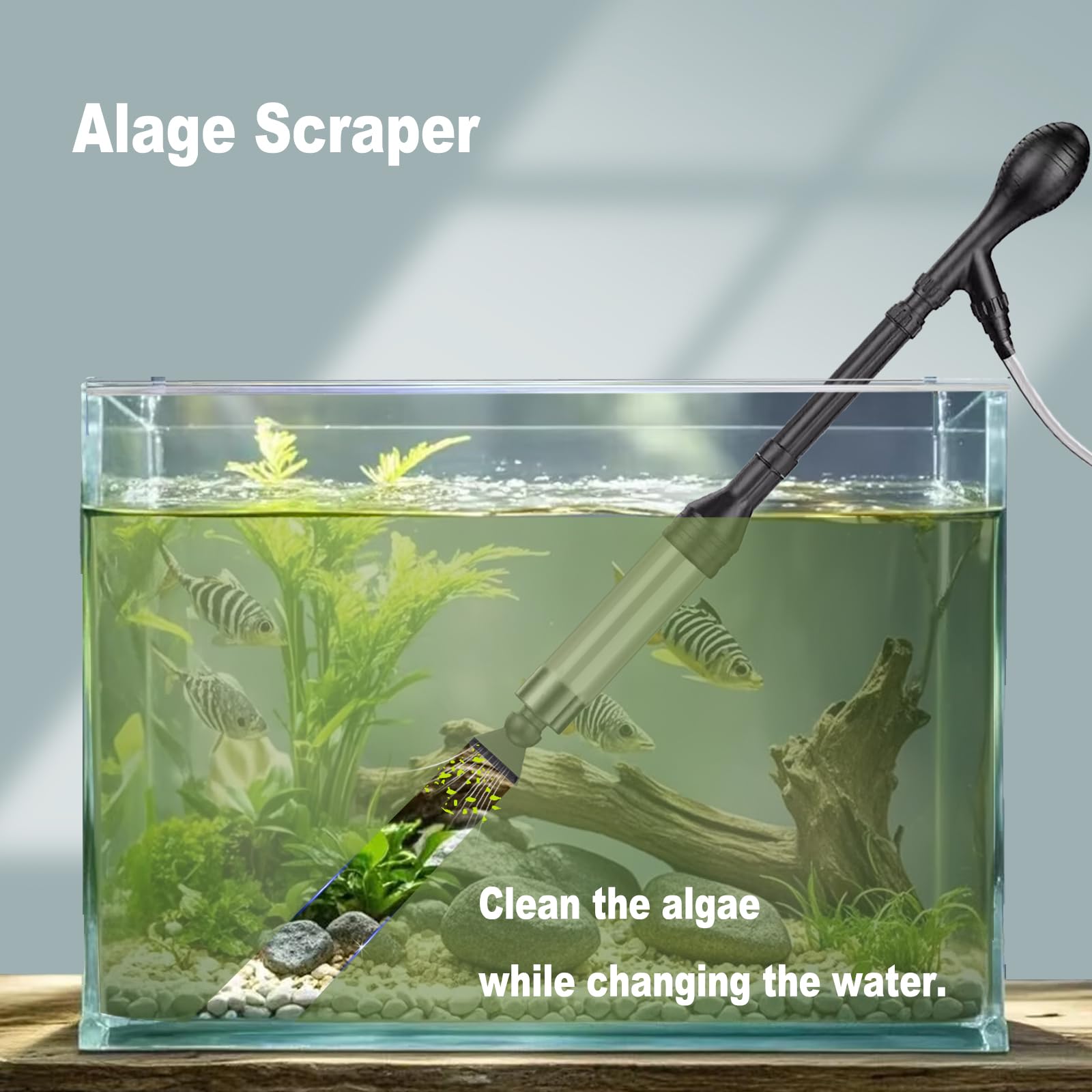Carefree Fish Aquarium Gravel Cleaner 6Ft Hose Fish Tank Water Changer Gravel Vacuum Adjustable Length ABS(for 20~100Gal Tank)
