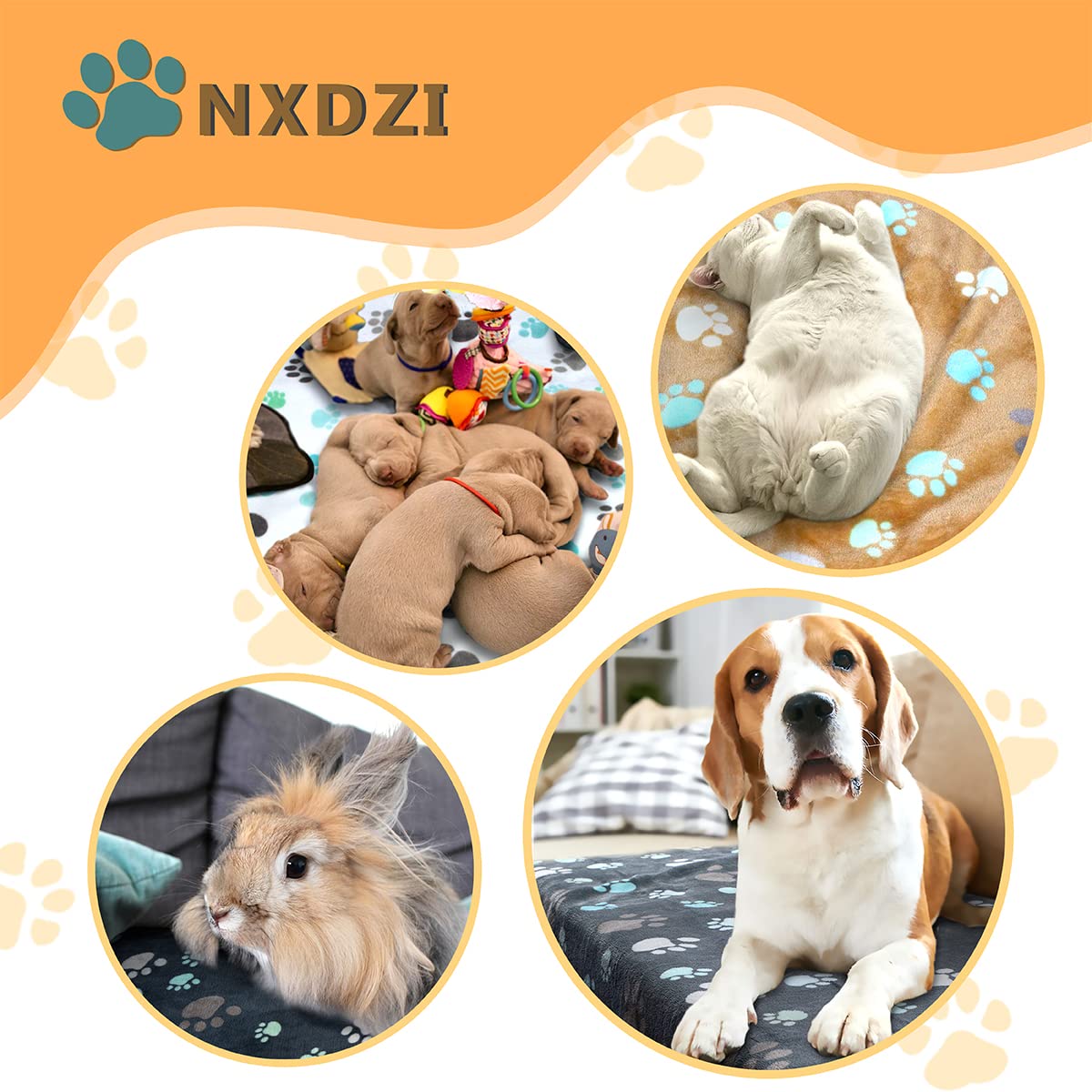 Dog Blankets for Medium Large Dogs, 3 Pack Dog Blanket Washable 41" x 31", Fuzzy Soft Pet Mat Throw Cover for Kennel Crate Bed, Cute Paw Pattern, Cat Blanket, Blankets for Dogs, Pet Blanket