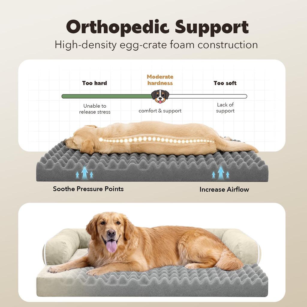 MEKIY Orthopedic Waterproof Jumbo Dog Bed with Bolster for Extra Large Dogs