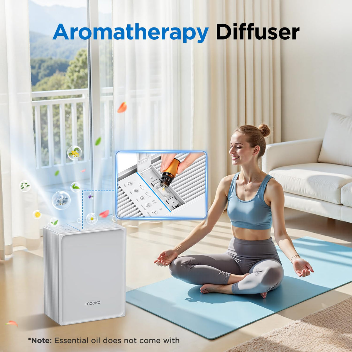 MOOKA Air Purifier for Home Pets Large Room 1300 Ft², Washable Pre-Filter
