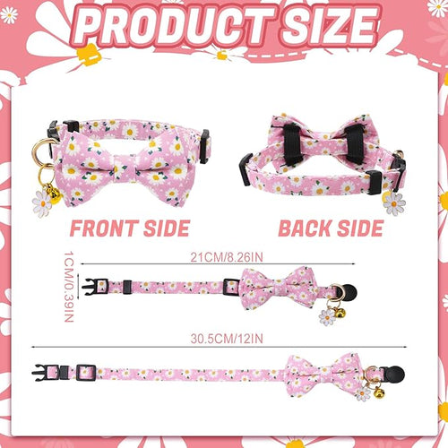 6 Pack Breakaway Cat Collars with Bow Tie and Bell Floral Cat Collars