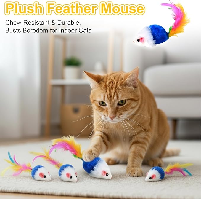 3-Pack Interactive Cat Toys Ball for indoor Cats＆Dog,Automatic Cat Toy with Smart Obstacle Avoidance & Bird Chirps,Includes 8 Cat Spiral Spring,Cat Enrichment Toys for Indoor Cats(Red Blue Orange)