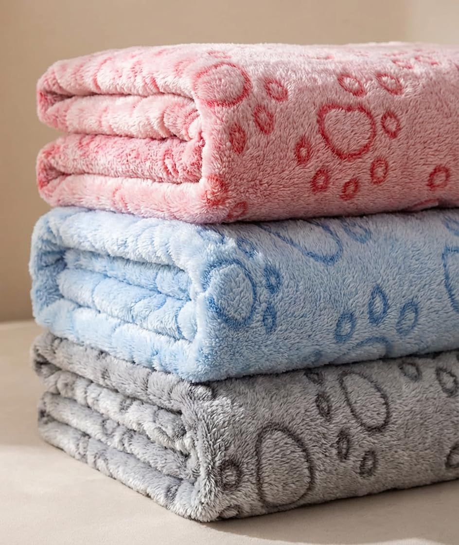 Dog Blankets for Medium Large Dogs Washable, 3 Pack Pet Blanket Washable 41" x 31", Fuzzy Soft Puppy Blanket Throw Cover for Kennel Crate Bed, Blanket for Dogs, Pet Blankets for Dog