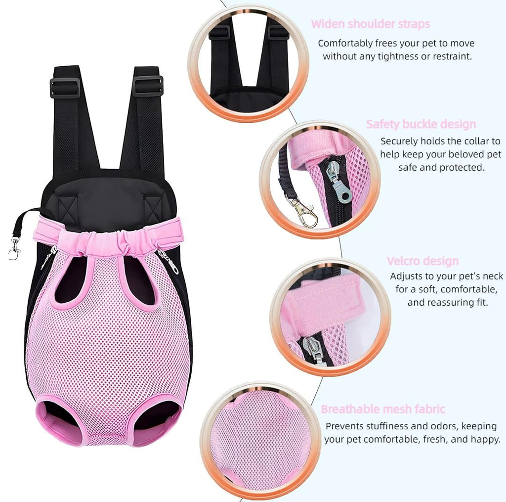 QQLe Dog Carrier Backpack, Breathable Mesh Chest Carrier for Small Dogs