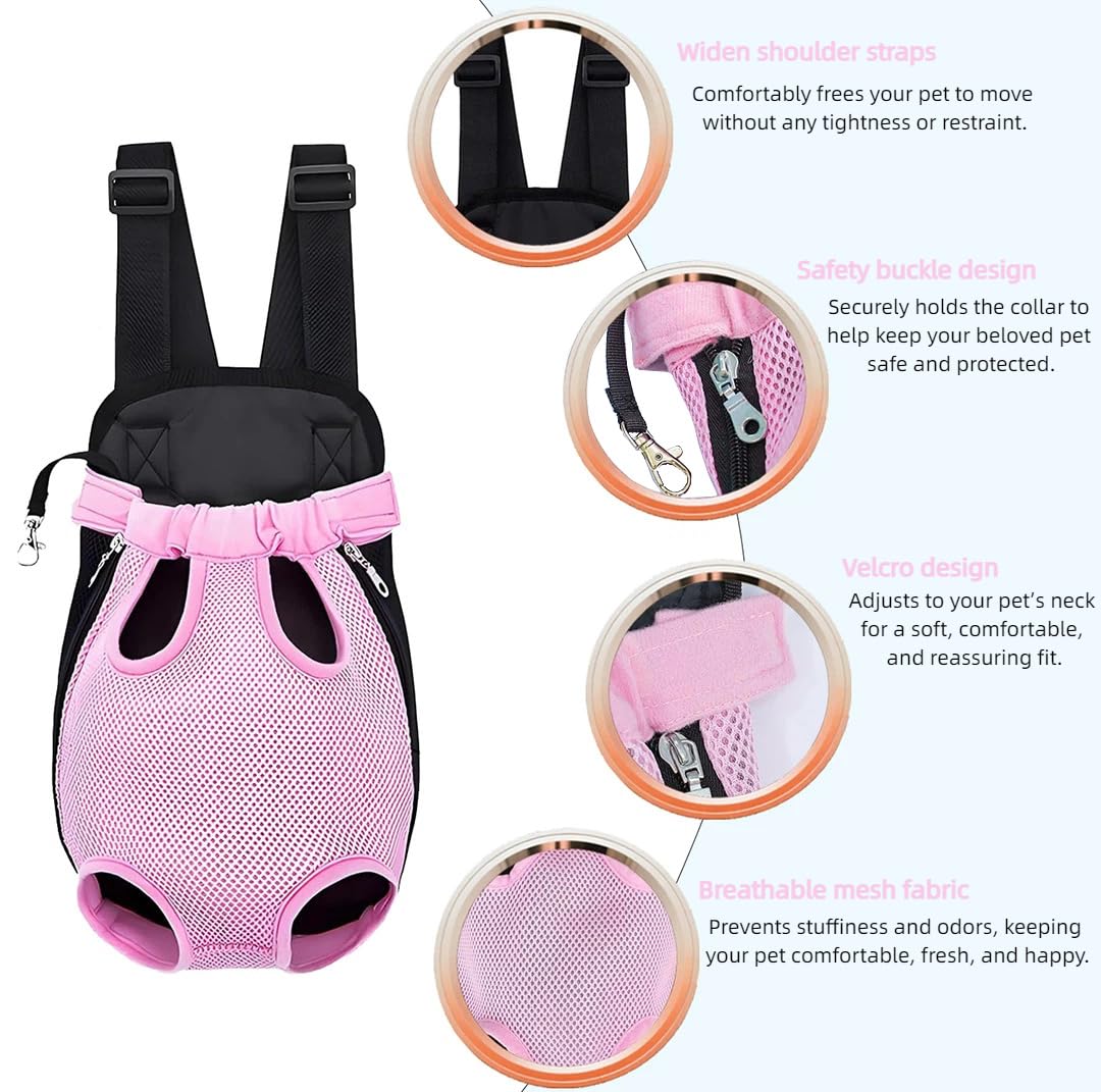 QQLe Dog Carrier Backpack, Breathable Mesh Chest Carrier for Small Dogs