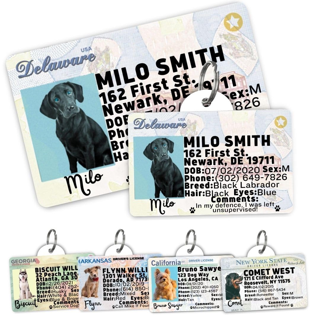 Dog Tags Personalized, Dog ID License Tag for Pets (Arizona, Wallet Card)