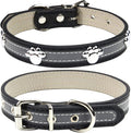 PETCARE Reflective Dog Collar with Cute Paw Rivet Studded Funny Soft PU Leather Adjustable Puppy Dog Collars for Small Medium Large Dogs Cats (Black,XX-Large)