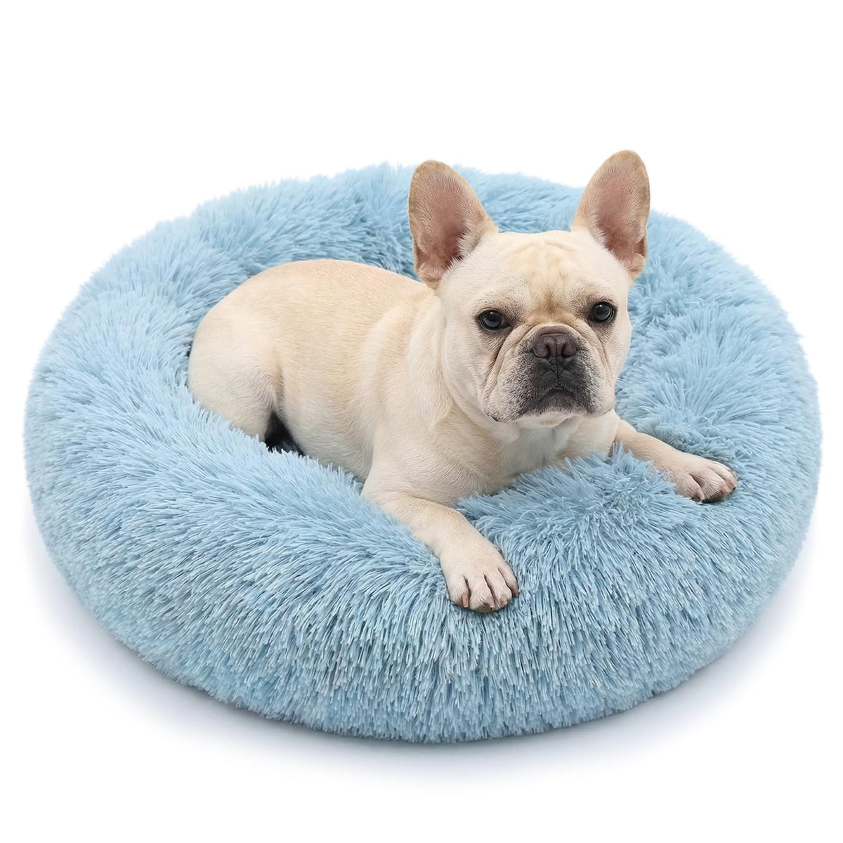 nononfish Round Calming Dog Bed,Plush Donut Pet Bed for Small Dogs