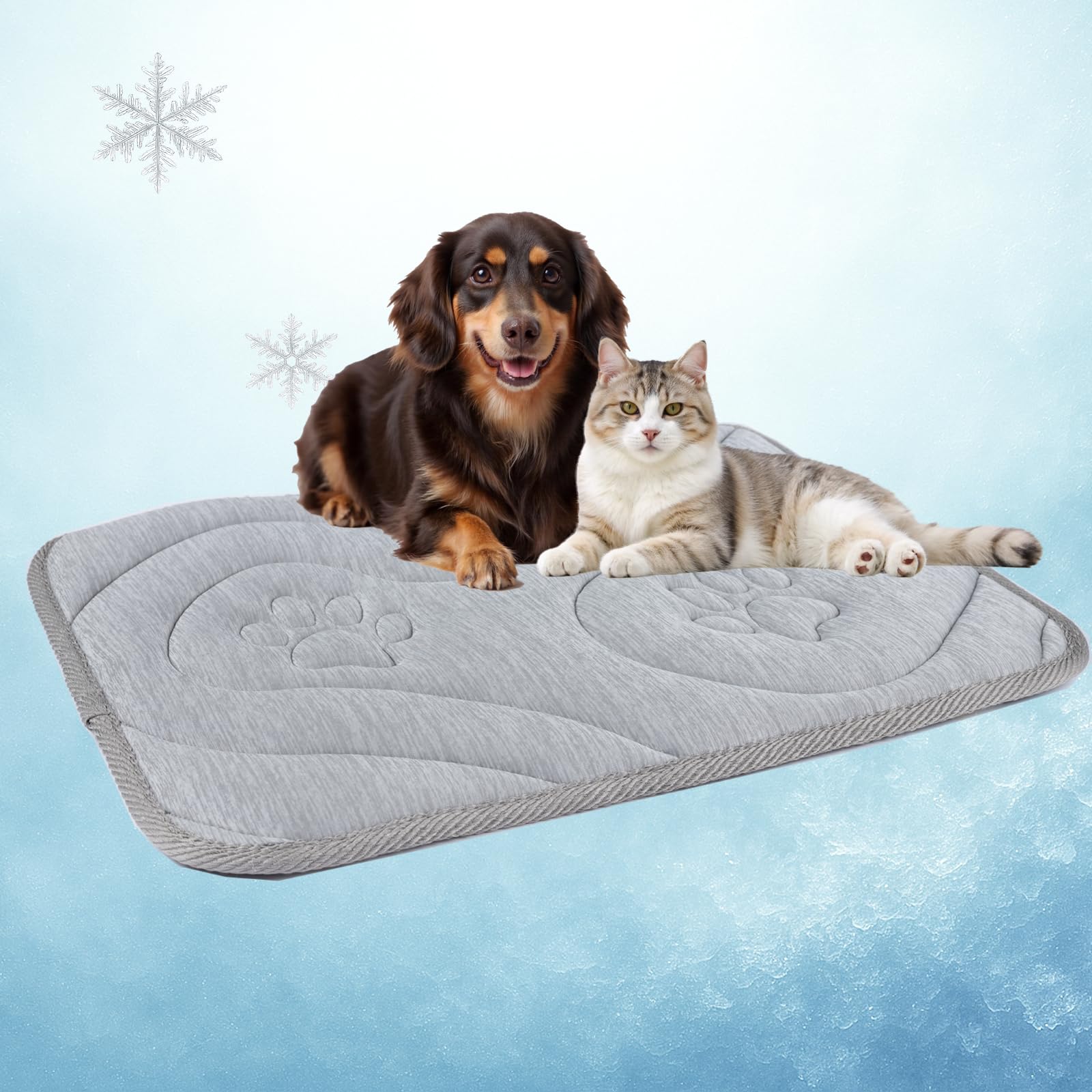 Pawhoo Reversible Dog Cooling Mat for Small Dogs 24"x18" — Thick & Durable Orthopedic Breathable 3D Mesh, Cool-Feel Arc-Chill Fiber (Q-Max>0.5) & Soft Velvet, Machine Washable, Cool Gray