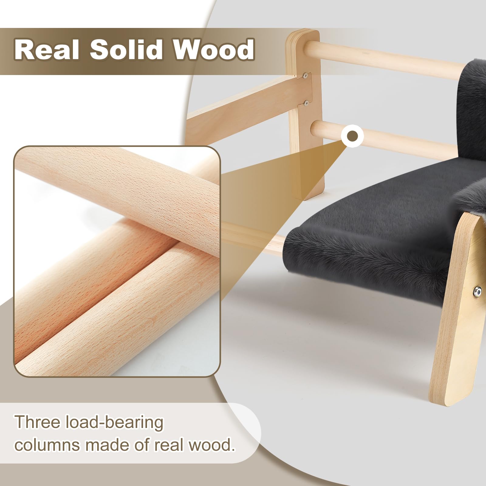 FAMIDGE Elevated Cat Couch Bed for Indoor Cats - Wooden Pet Sofa with Removable Washable Thick Cover Raised Kitty Lounge Chair Suitable for Puppy or Small Animals(Cat Sofa Grey)