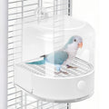 mini&moe Bird Bath for Cage, 4 in 1 Multifunction Birds House/Bath/Litter Box/Feeder Room, Bird Cage Accessories for Pet Birds Conure Budgies Cockatiels Lovebird,Finches, Parakeets, Mannikin, White