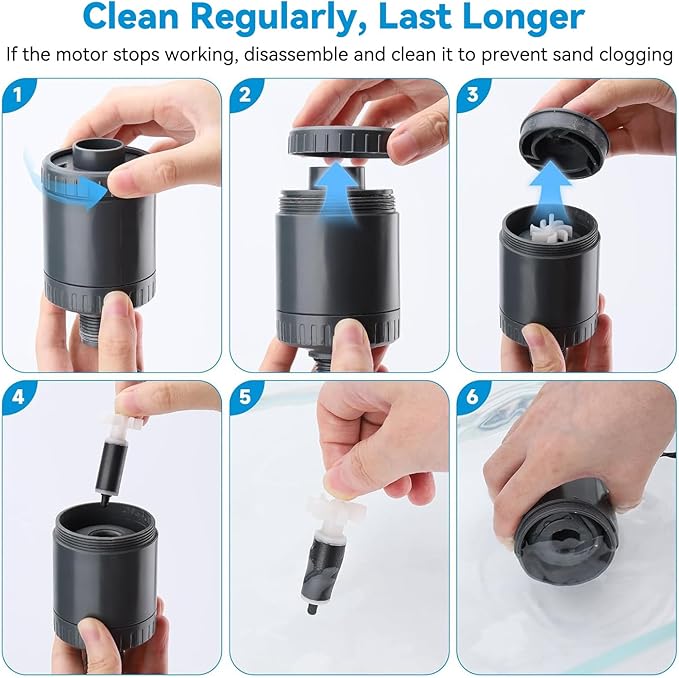 fishkeeper Aquarium Vacuum Gravel Cleaner, 25W 6 in 1 Multifunction Fish Tank Cleaner Kit for Automatic Water Change, Wash Sand, Water Circulation Infinitely Adjustable Flow Fish Tank Cleaner Vacuum