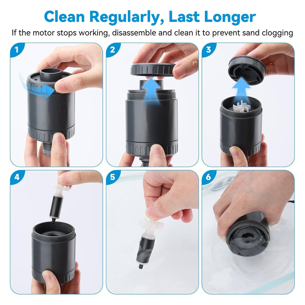 fishkeeper Aquarium Vacuum Gravel Cleaner, 25W 6 in 1 Multifunction Fish Tank Cleaner Kit for Automatic Water Change, Wash Sand, Water Circulation Infinitely Adjustable Flow Fish Tank Cleaner Vacuum