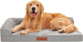 Orthopedic Dog Beds for Large Dogs, Memory Foam Dog Beds Large Sized Dogs, Washable Removable Cover, Nonskid Bottom, Waterproof, for Indoor, Outdoor, Crate ＆ Car Use, 44x32x6 Inches, Light Grey