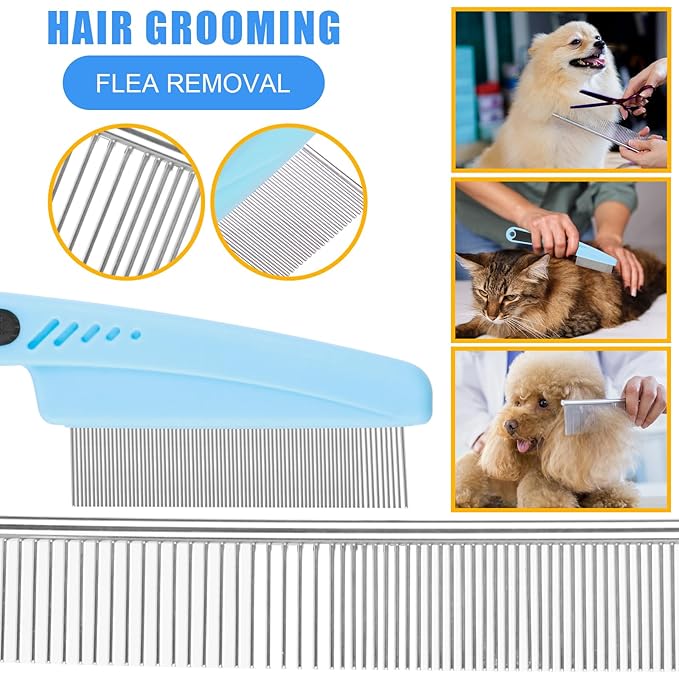 Aiolpy Pet Grooming Kit with Pet Shedding Slicker Brush, Bath Massage for Rabbit, Puppy, Kitten, All Hair Types, Includes Multiple Combinations of Combs and Brushes
