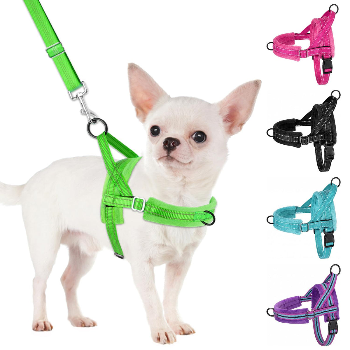 SlowTon No Pull Small Dog Harness and Leash Set with Front Clip