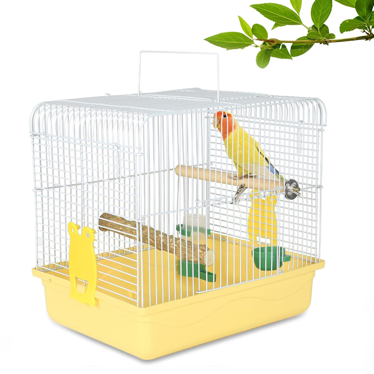 Small Bird Cage for Travel, Parrot Carrier with Handle 9.5"L x 12"W x 12"H