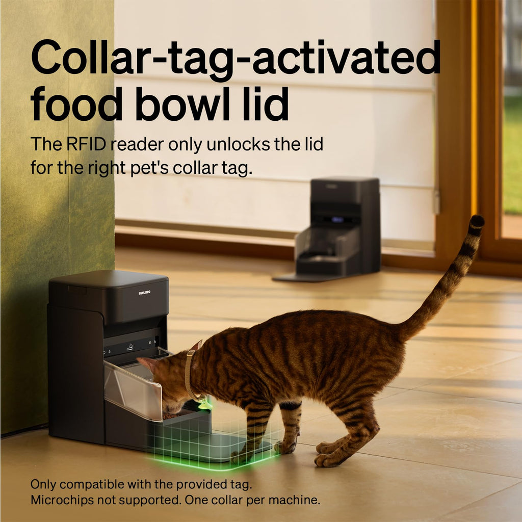 PETLIBRO RFID Automatic Cat Feeder, Collar Sensor for Personalized Meals, Cats Recognition, Diet Tracking and Anti-Stealing for Multi-Pets Homes and Different Diets, Wi-Fi Programmable Food Dispenser