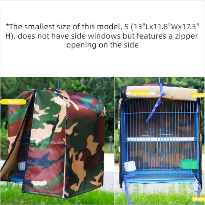 MANON ROSA Bird Cage Cover - Lightproof Birdcage Covers Nighttime- Ideal for Parrots Cockatiels Parakeets Cockatoos Lovebirds Finches Budgerigars Conure (XL(14.2" Lx13.4 Wx20.5 H),Camouflage)