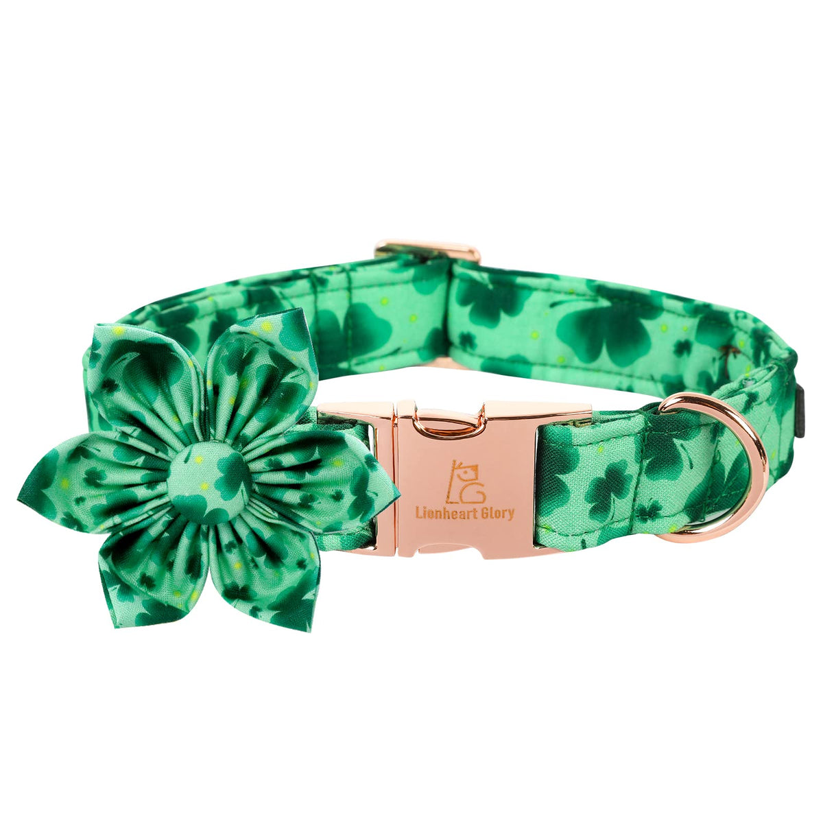 Lionheart Glory St. Patrick's Day Dog Collar, Dog Collar with Flower, Cute Floral Pattern Pet Collars Adjustable Pet Collars for Large Dogs