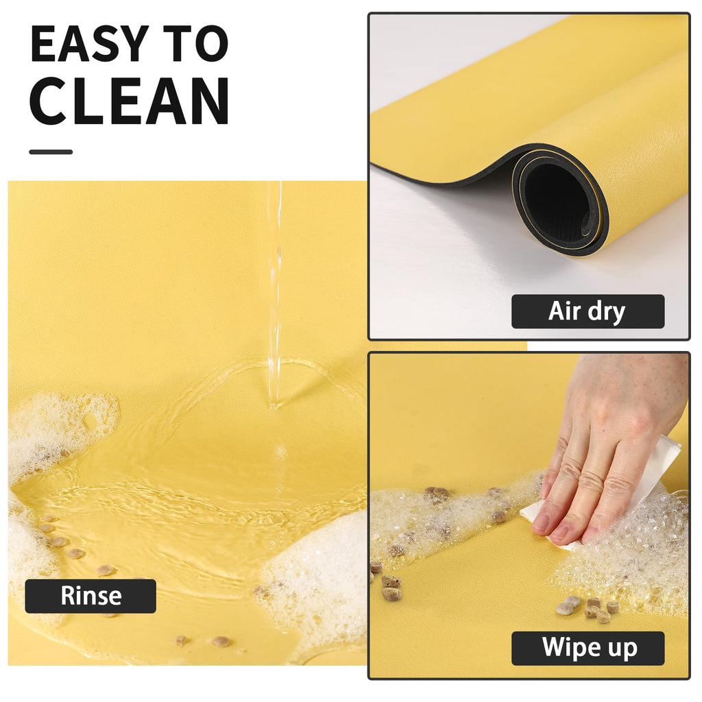 HotLive Dog Food Mat - Absorbent Cat Mat for Food and Water, No Stains Pet Feeding Bowl Mat, Easy to Clean Pet Placemats, Quick Dry Dog Water Dispenser Mat for Messy Drinkers | Paw Yellow 18"x 28"