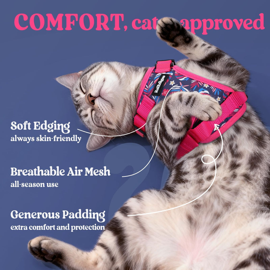 rabbitgoo Cat Harness and Leash Set, Escape Proof Vest, Coconut Fuchsia