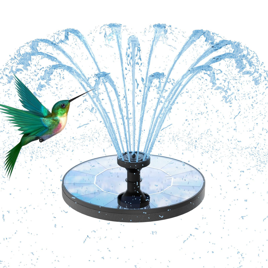 AMZtime Solar Fountain, Upgraded Solar Bird Bath Fountains with 6 Nozzles