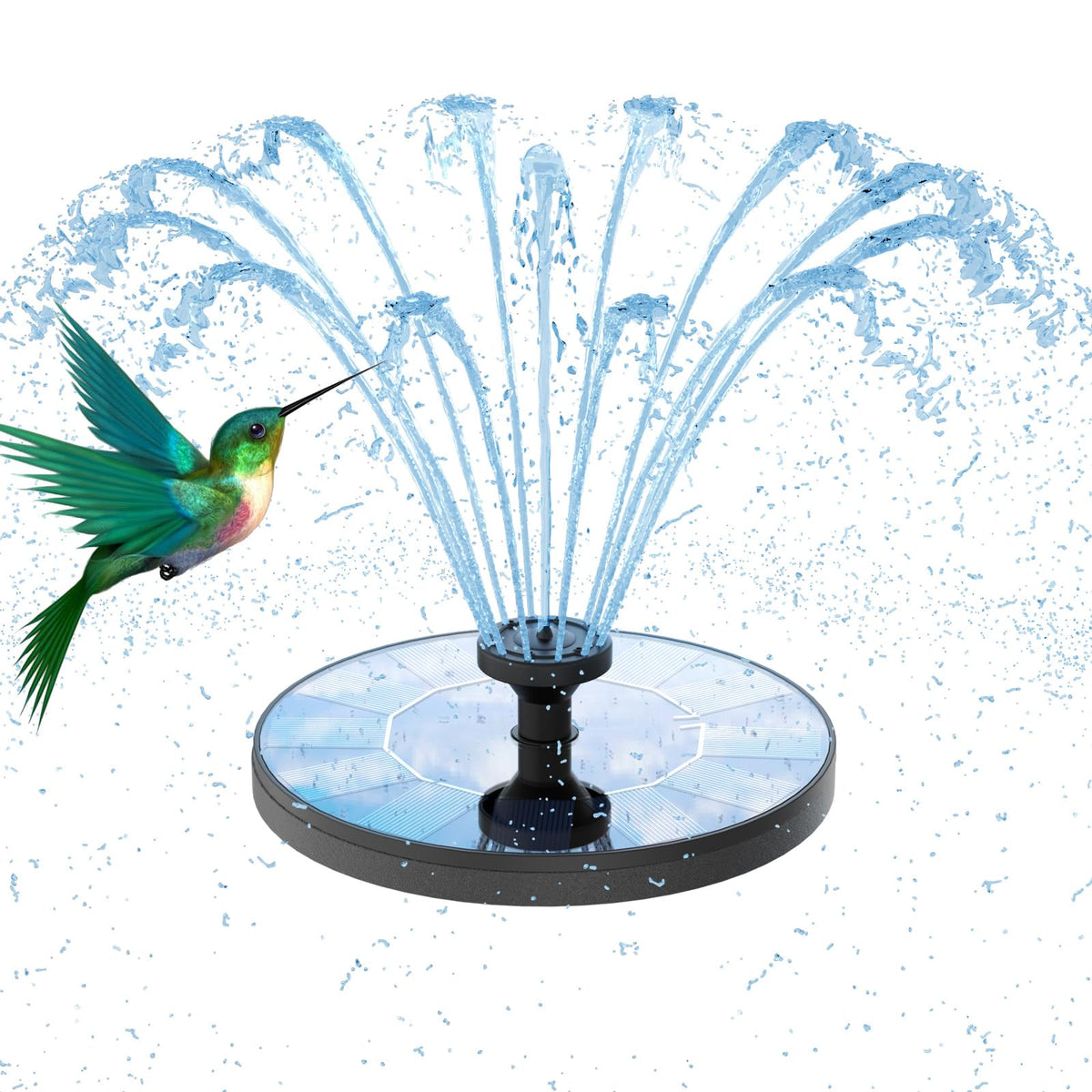 AMZtime Solar Fountain, Upgraded Solar Bird Bath Fountains with 6 Nozzles