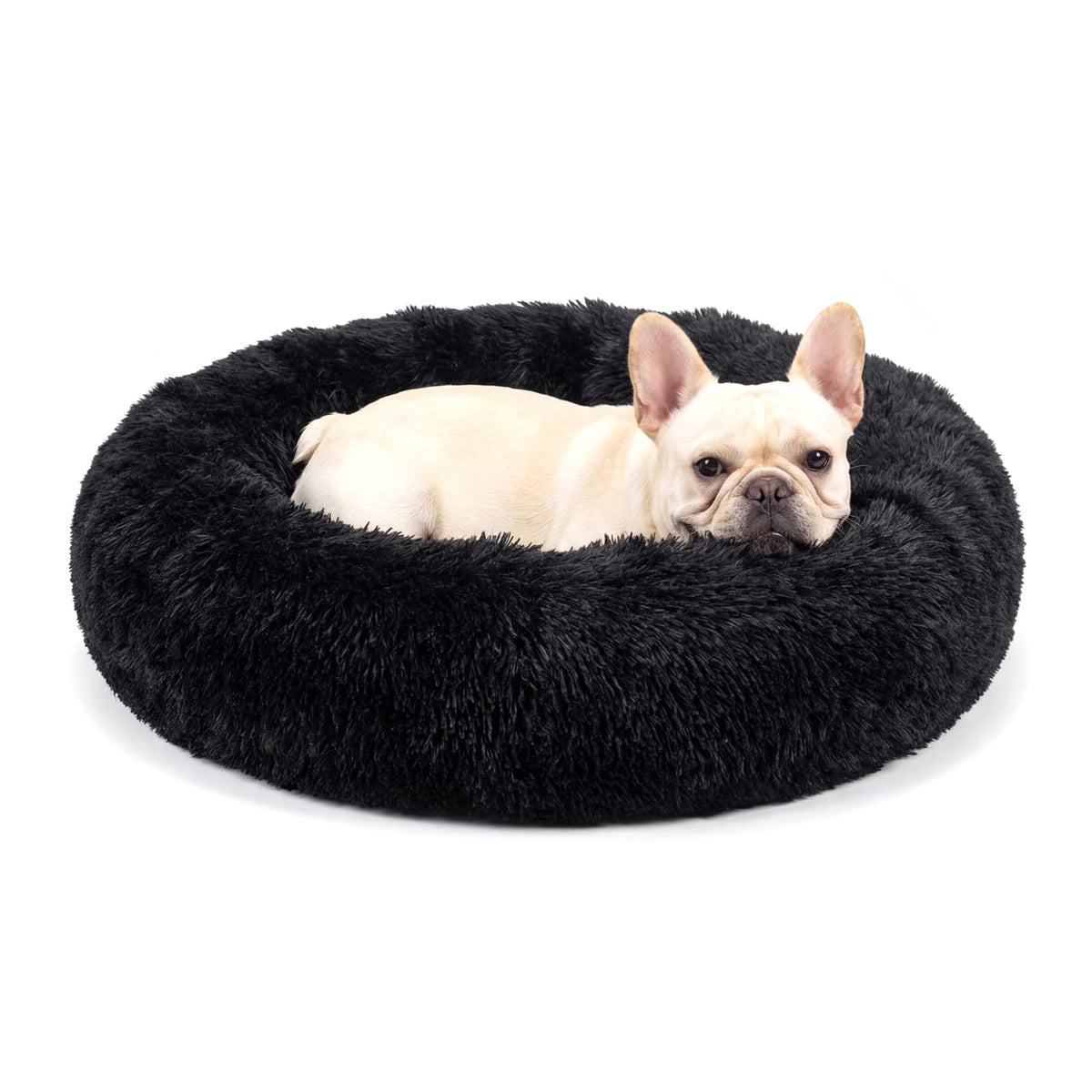 nononfish Round Calming Dog Bed,Plush Donut Pet Bed for Small Dogs