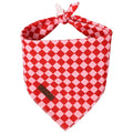 UP URARA PUP Red and Pink Plaid Dog Bandana–Red and Pink Checked Triangle Scarf for Small Medium Large Dogs, Soft Cotton Pet Bib for Dogs, Adjustable Dog Kerchief