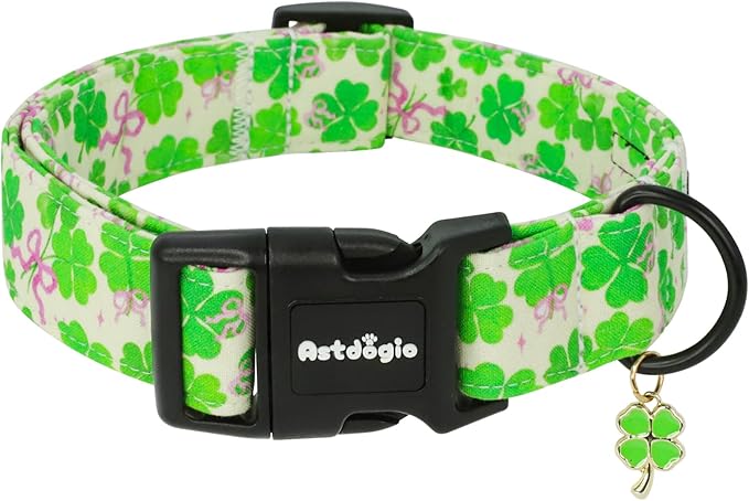 Astdogio Small Dog Collar, Girl Boy Dog Collars with Bow Pattern, Adjustable Cotton Pink Dog Collar for Puppy, Cute Holiday Collars for Dogs, Ideal for Gifts,Pet Accessory,Daily Walk-S — L