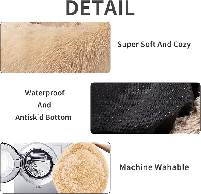 Nisrada Cat Beds for Indoor Cats,24 Inch Dog Bed for Small Melium Large Dogs, Washable-Round Pet Bed for Puppy and Kitten with Slip-Resistant Bottom