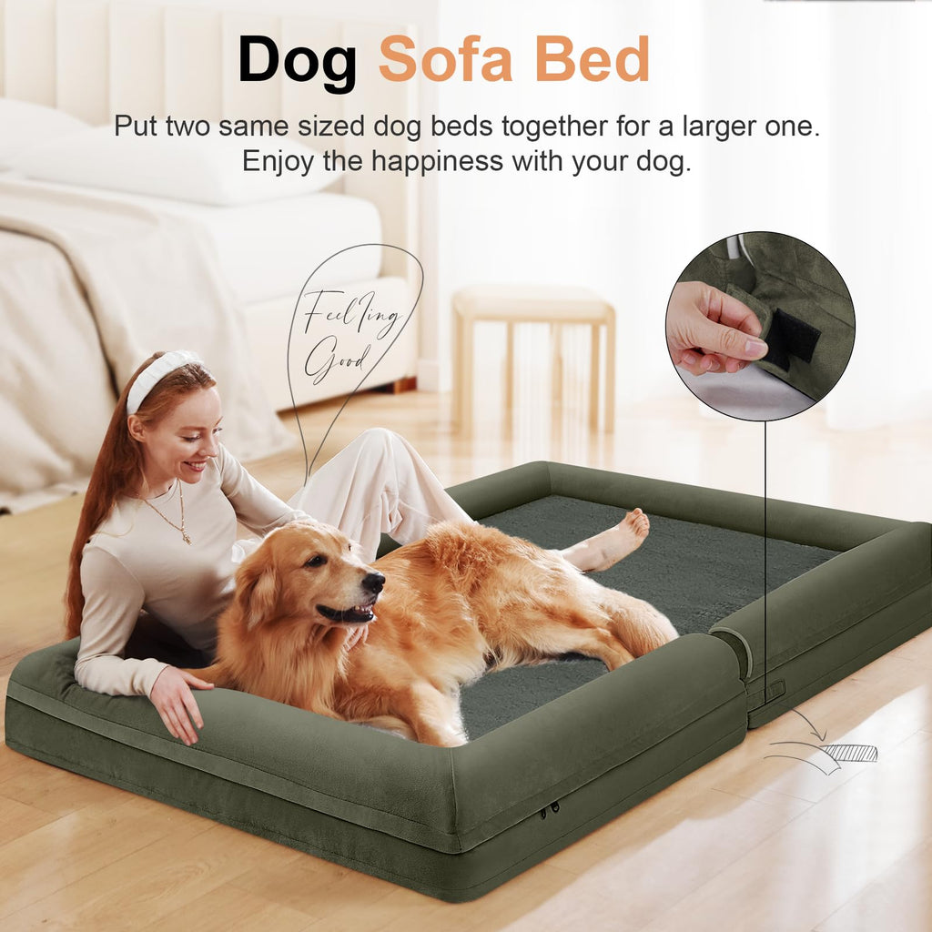 NANUYA Orthopedic Dog Bed for Large Dogs, 36 x 27 Inch, Dark Green