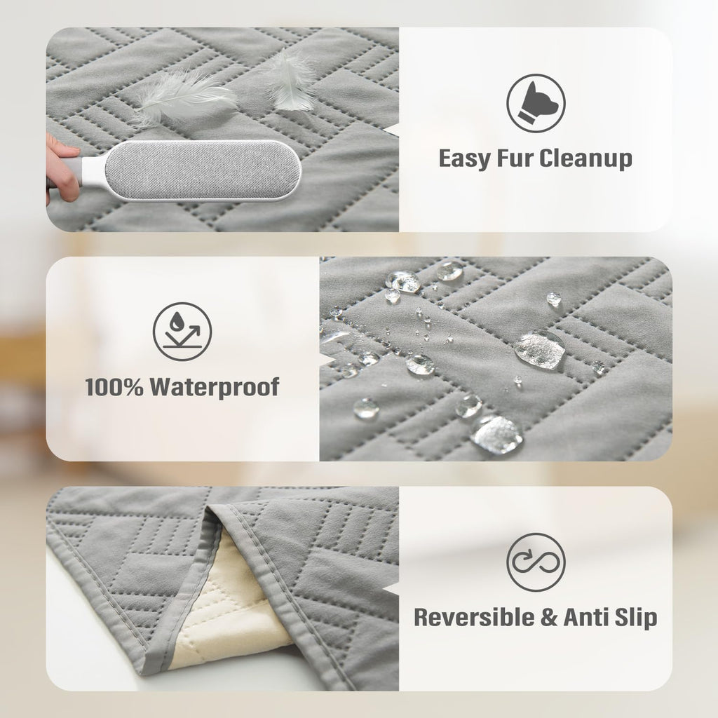 BOCTOPUG Dog Bed Cover for Pets Blankets Rug Pads for Couch Protection Waterproof Bed Covers Dog Blanket Furniture Protector Reusable Changing Pad (Light Grey+Ivory, 82"x82")