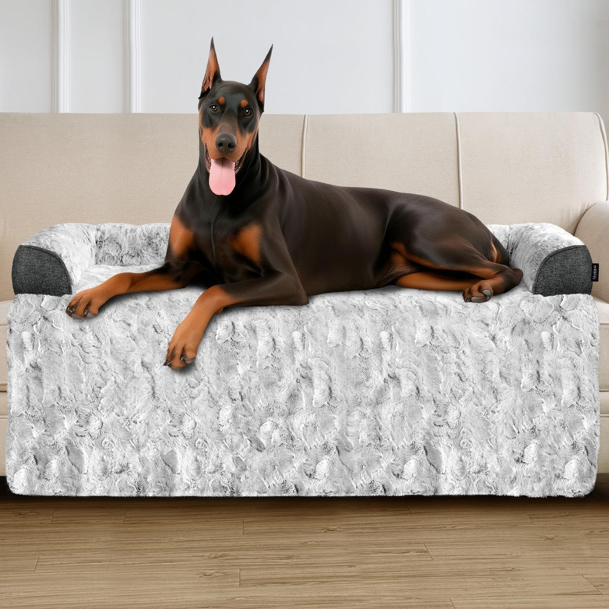 blunique Calming Dog Bed for Couch with Tie-Dye Pattern, 45x37 Inch, Blue