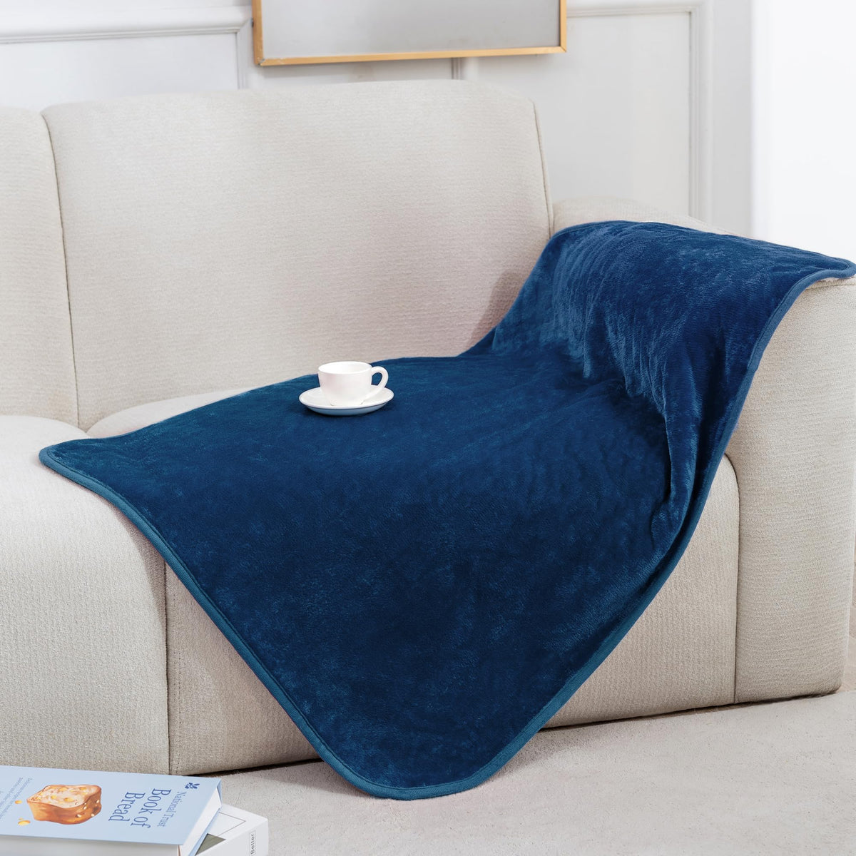 gogobunny Waterproof Bed Blanket, Reversible Sherpa Fleece Throw Blanket for Dog Puppy Cat, Furniture Cover Protects Bed Couch Sofa from Liquid Pee and Pet Fur (Cream, 90x108 inches)