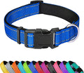 PWOD Reflective Dog Collar, Adjustable Soft Neoprene Padded Nylon Pet Collars with Buckle for Extra Large Dogs, Navy Blue,XL