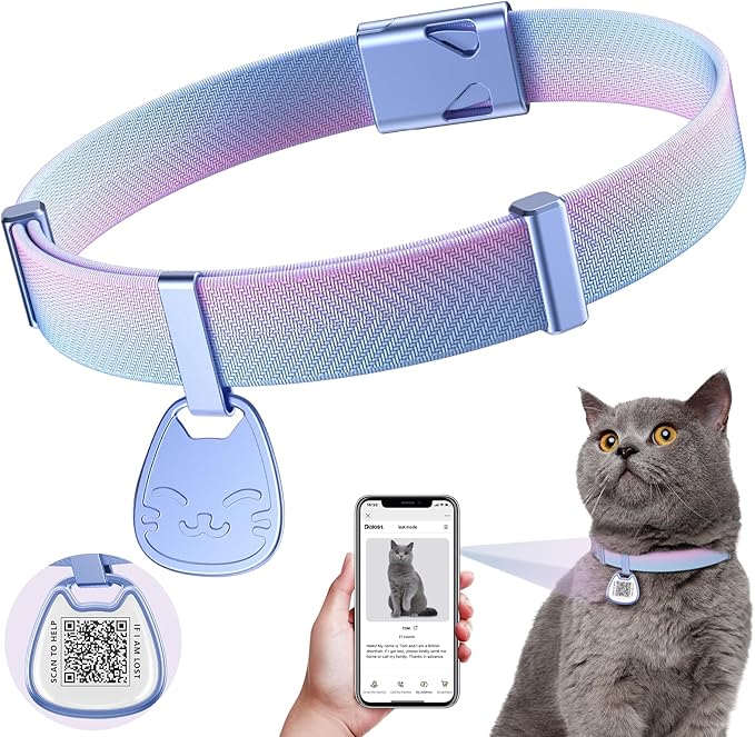 Cat Collar with QR Code Name Tag, Breakaway Kitten Collar