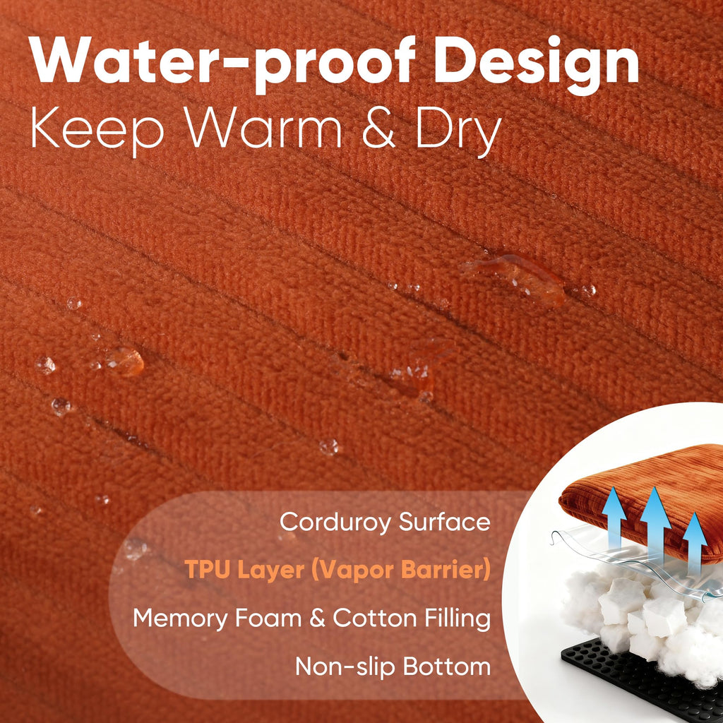 FUKUMARU Cute Dog Bed, Waterproof Corduroy Dogs Couch, 36in Orthopedic Pet Sofa for Medium to Large Dogs Dog, Warm Cotton Pet Bed with Washable Cover, Orange