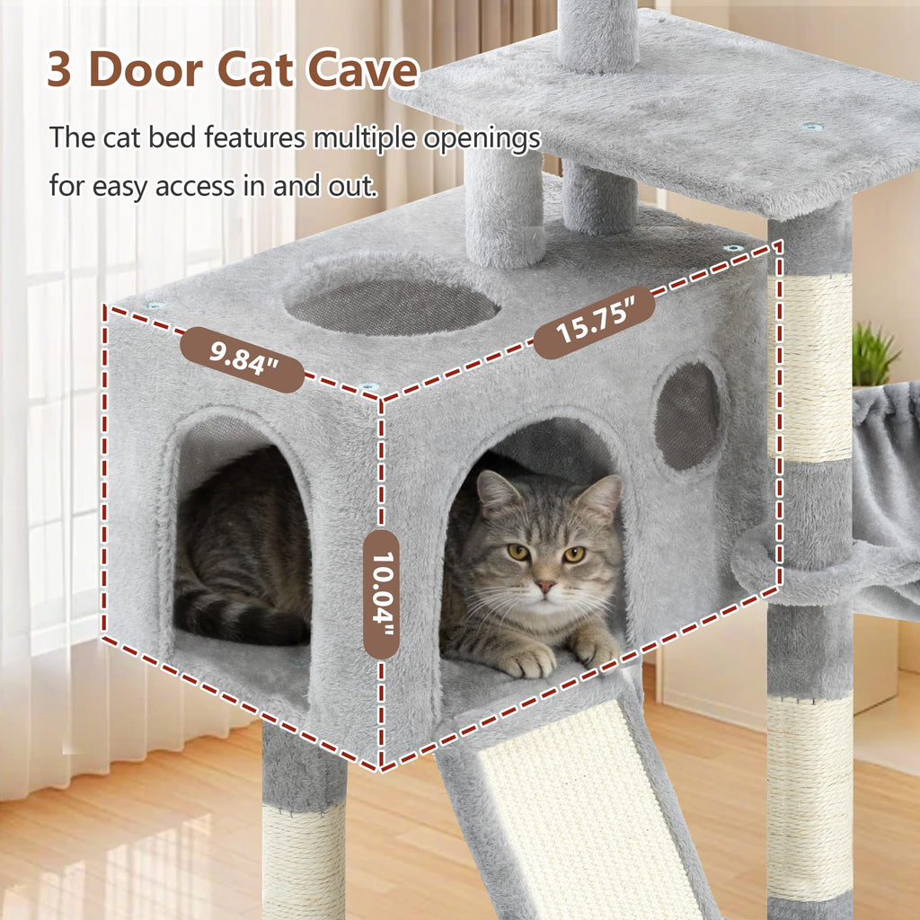 Gitelsnour Cat Tree Tower 42'' with Condo, Indoor Scratching Post GCT005SW