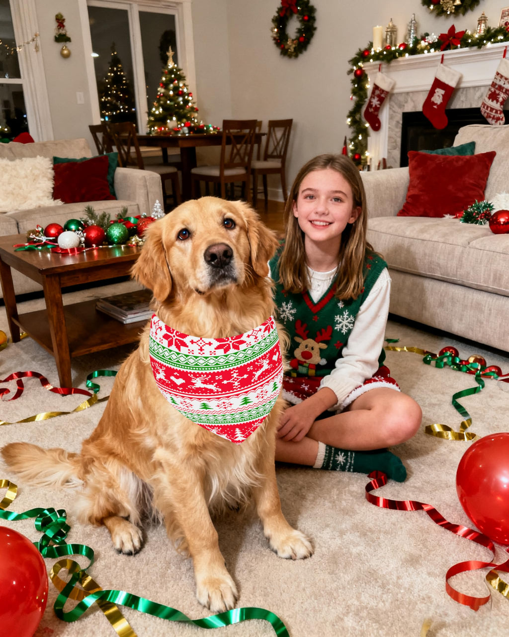 PET SHOW 50 Pack Christmas New Year Dog Bandanas Bulk for Large Dogs