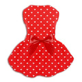 Valentine's Day Red Dog Dress, Cute White Heart Print & Satin Bow for Small Puppies, Pet Costume Party Outfit