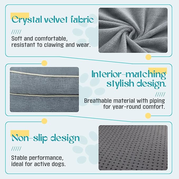 Waterproof Memory Foam Dog Beds for Extra Large Dogs Non-Slip Orthopedic Dog Beds Washable Couch Pet Bed with Removable Cover (Grey, Large)