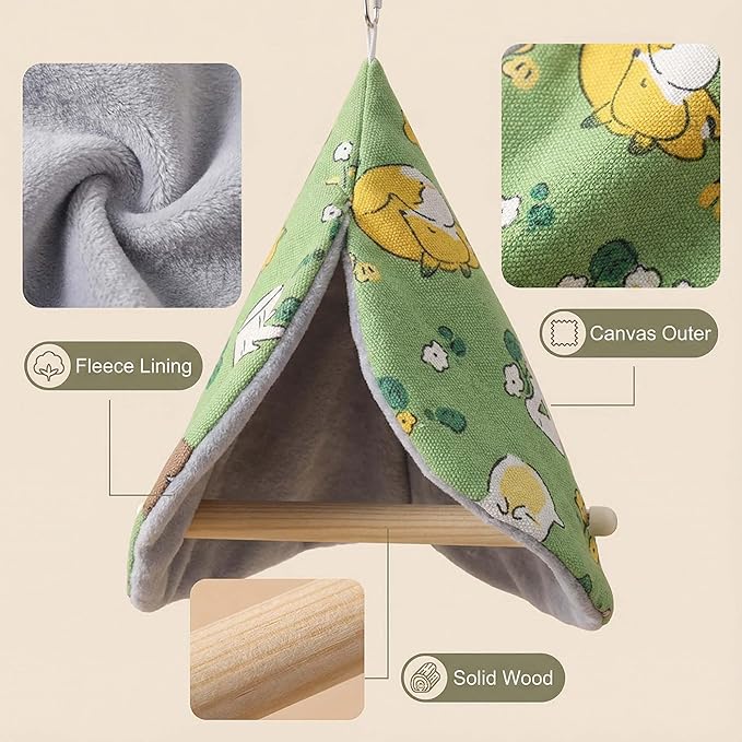 FLAdorepet Bird Hanging Tent Bed Parrot Parakeet Nest with Wooden Perch