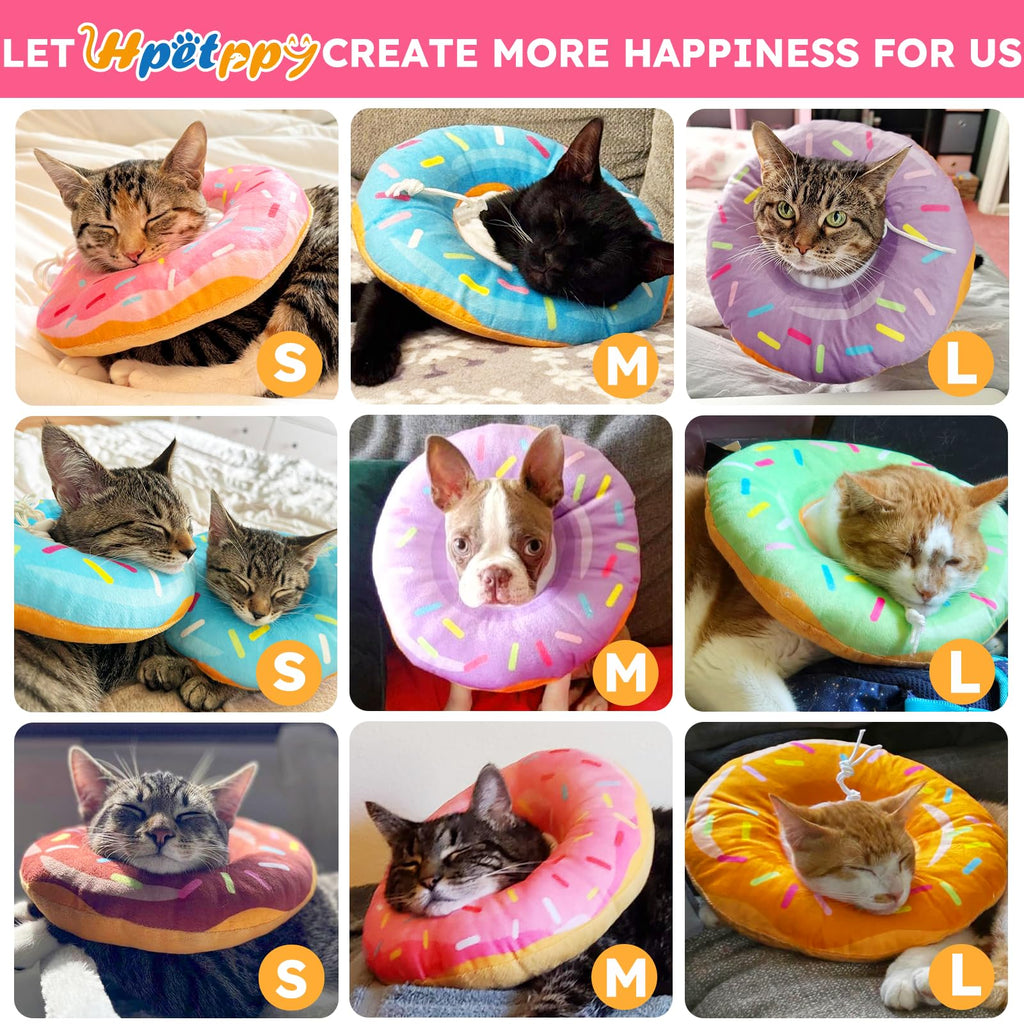 Hpetppy Cat Cone Collar Soft, Cat Recovery Collar for Wound Healing Cute Donut Adjustable Kittens Cones to Stop Licking Comfortable Lightweight Neck Elizabethan Collars for Cats Kittens After Surgery