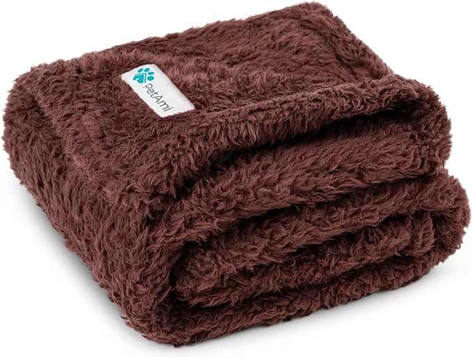 PetAmi Soft Plush Sherpa Dog Blanket for Pet Cat, Medium 29x40, Brown