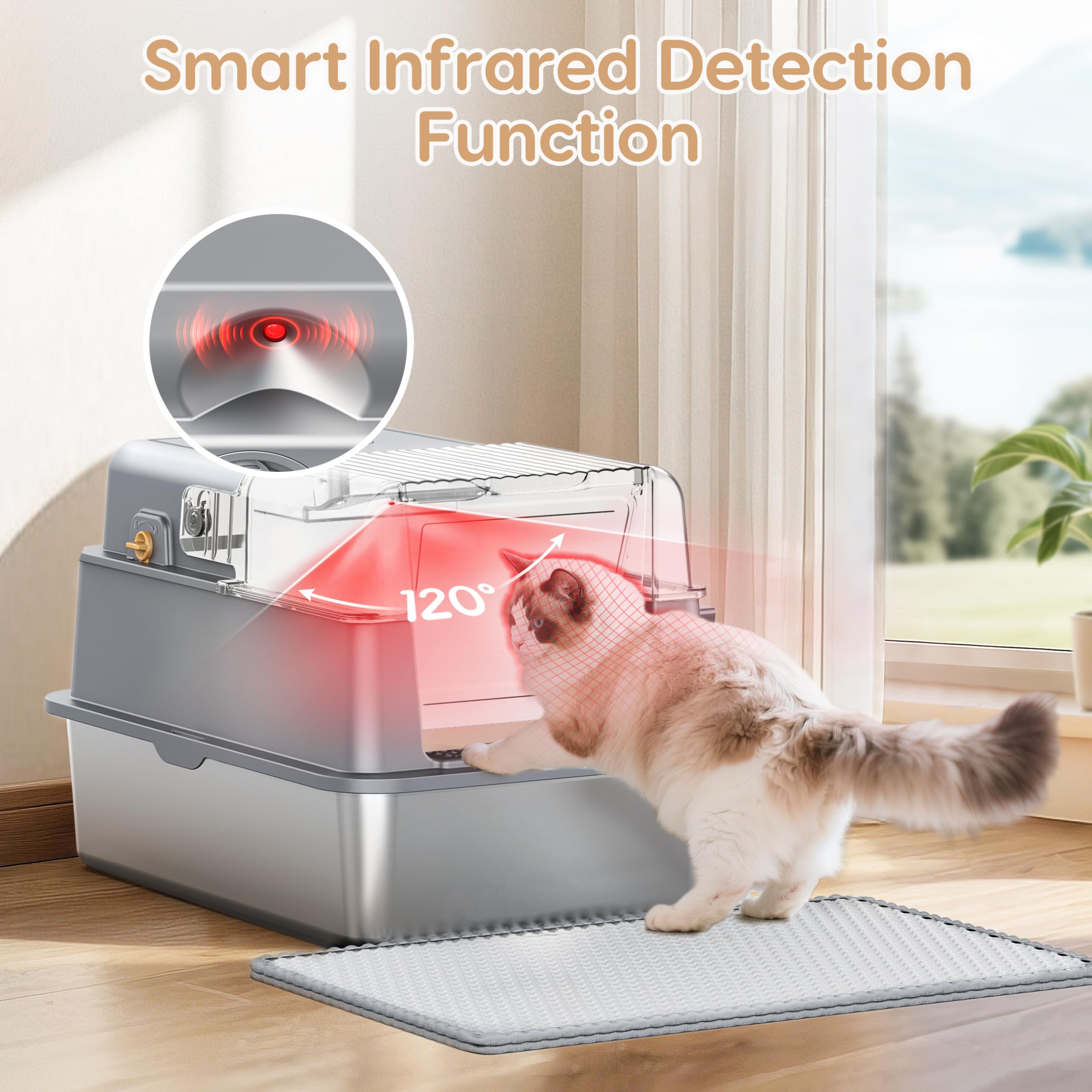 PalNests L7 Ultra-Stainless Steel Litter Box, Smart Odor Control System