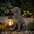 Lyeasw Solar Dog Statue with Lantern, Dog Lover Gift for Women