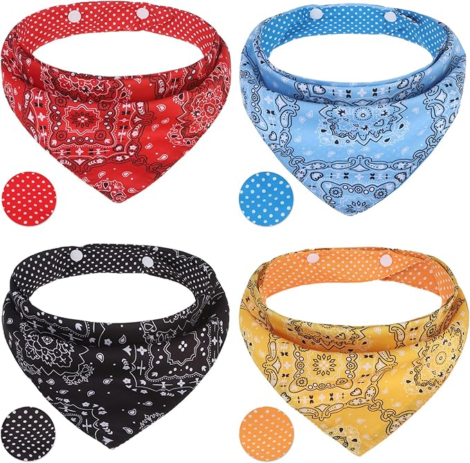 PAWCHIE Dog Bandanas Small Reversible Styles Pet Triangle Scarf Bibs - Adjustable with Two Snaps - Kerchief Set Accessories for Dogs, Puppy, Cats Red