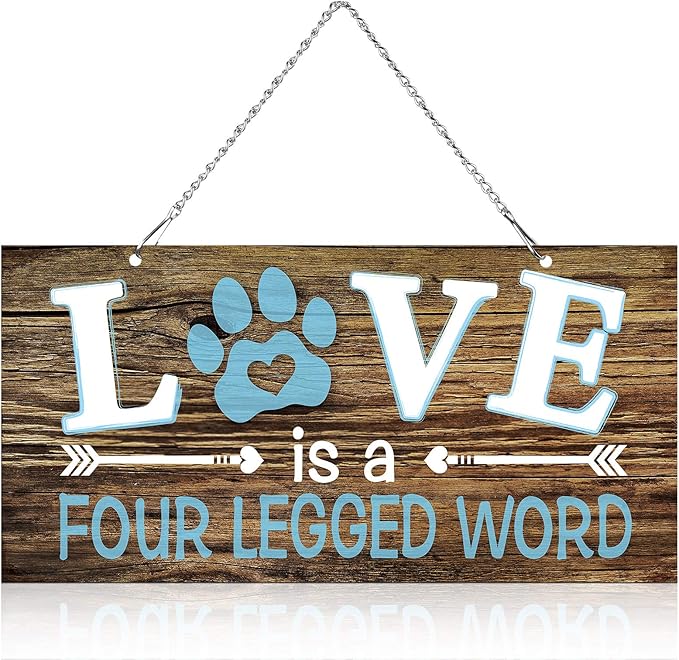 Jetec Dog Sign Love Is a Four Legged Word Metal Plaque Decor